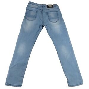 Barabas LA Winged Emblem Slim Fit Stretch Light Wash Denim Jeans 32 Blue Men EUC